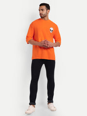Alien Face Neon Orange Oversized T-shirt
