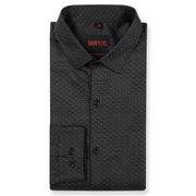 Black and Gray Scallop Pattern Slim Fit Full Sleeve Shirt (GP156)