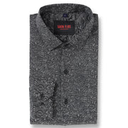 Black Flower Print Slim Fit Full Sleeve Shirt (GP020)