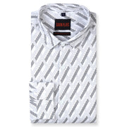 White Geometric Print Slim Fit Full Sleeve Shirt (GP258)