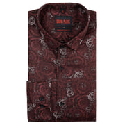 Burgundy Floral Slim Fit Full Sleeve Shirt (GP190)