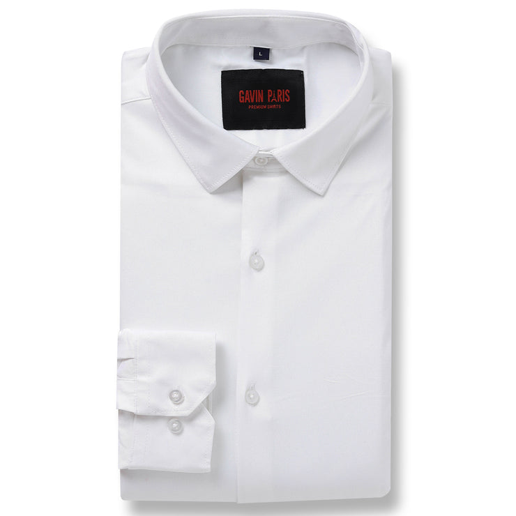 Mens Solid White Fendi Lycra Cotton Full Sleeve Shirt (GP061)