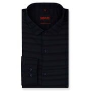 Navy Blue Slim Fit Full Sleeve Shirt with Textured Stripes (GP268)