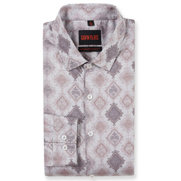 Vintage Geometric Pattern Slim Fit Full Sleeve Shirt (GP148)