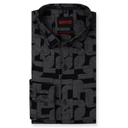 Black Slim Fit Full Sleeve Shirt with Modern Geometric Pattern (GP262)