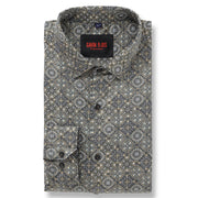 Grey and Blue Geometric Pattern Full-Sleeve Shirt (GP102)