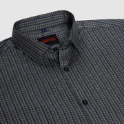 Geometric Stripe Slim Fit Full Sleeve Shirt - Charcoal Grey (GP209)