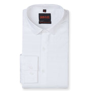 White Slim Fit Full Sleeve Shirt with Textured Stripes (GP269)