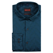 Teal Checkered Slim Fit Full Sleeve Shirt (GP172)