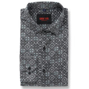 Black and Blue Geometric Full-Sleeve Shirt (GP101)