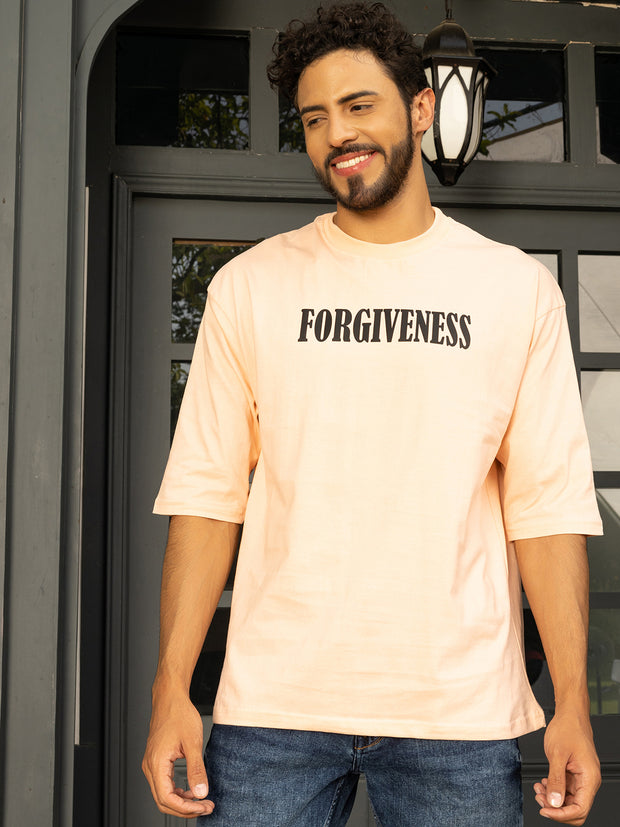 Forgiveness Peach Oversized Both Side Printed Tee