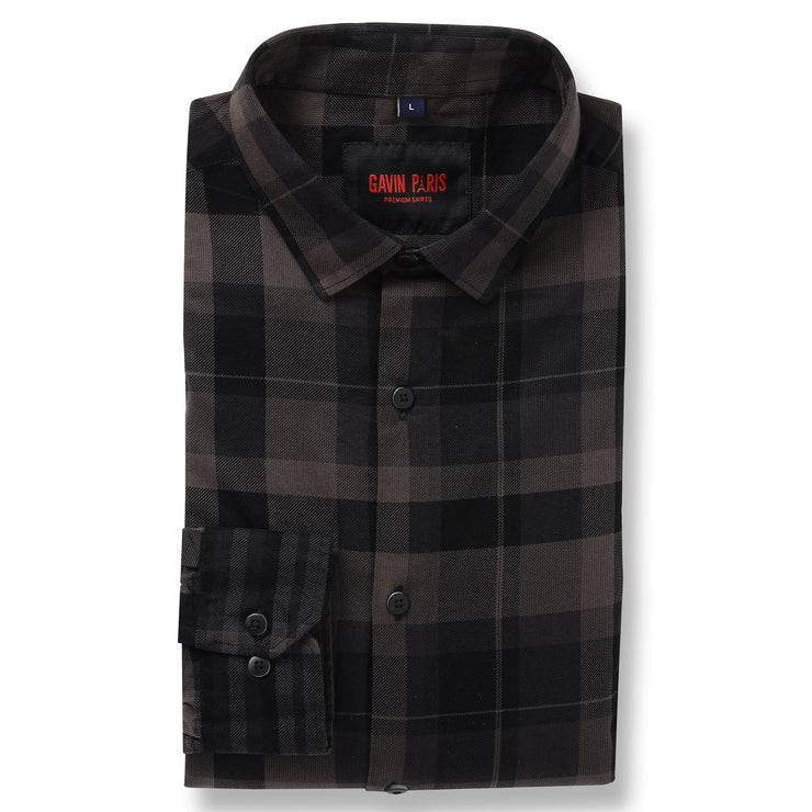 Black and Grey Checkered Full-Sleeve Shirt (GP002)