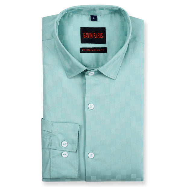 Aqua Checkered Slim Fit Full Sleeve Shirt (GP179)