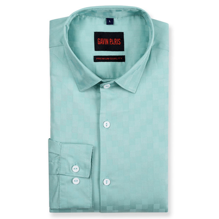 Aqua Checkered Slim Fit Full Sleeve Shirt (GP179)