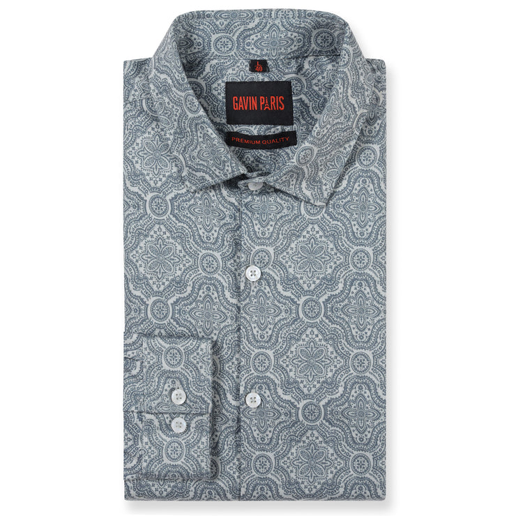 Blue Paisley Print Full Sleeve Shirt (GP162)