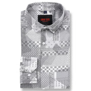 Grey with Intricate Geometric Pattern Full Sleeve Shirt (GP045)
