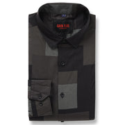 Black and Grey Block Pattern Slim Fit Full Sleeve Shirt (GP048)