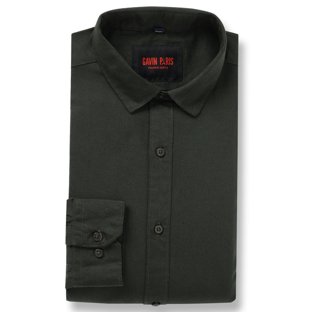 Dark Green Full-Sleeve Slim Fit Shirt (GP074)