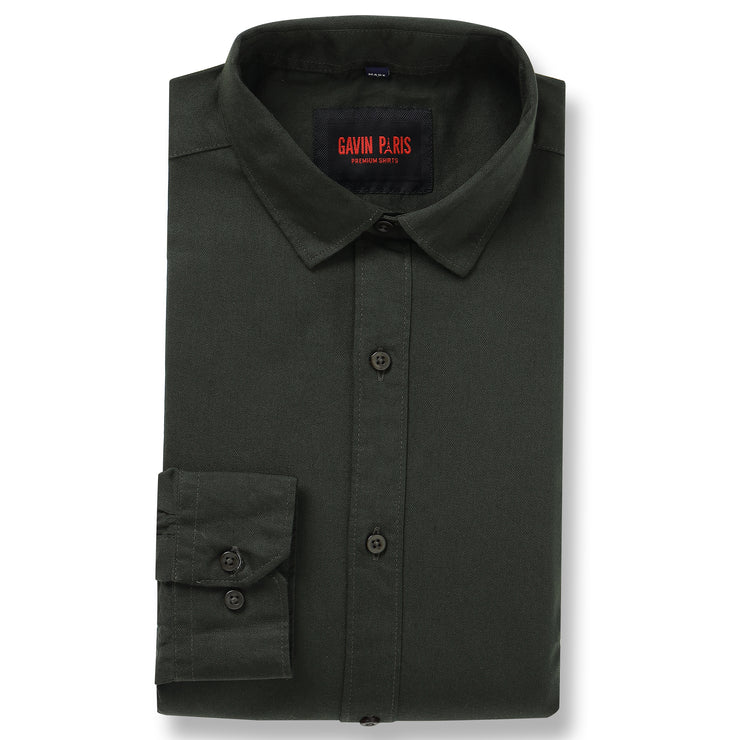 DARK GREEN SOLID COTTON FULL SLEEVE SHIRT (GP074)