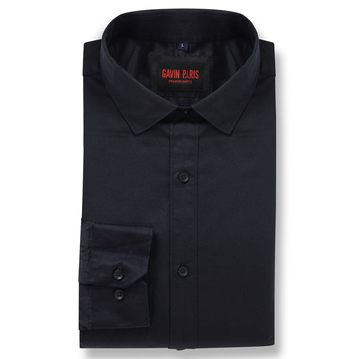 Midnight Black Solid Full-Sleeve Shirt (GP070)