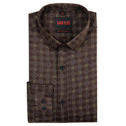 Brown Diamond Pattern Slim Fit Full Sleeve Shirt (GP194)