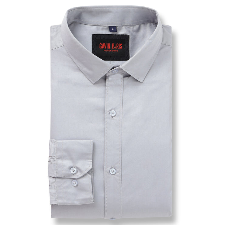 Steel Grey Solid Full-Sleeve Shirt (GP067)