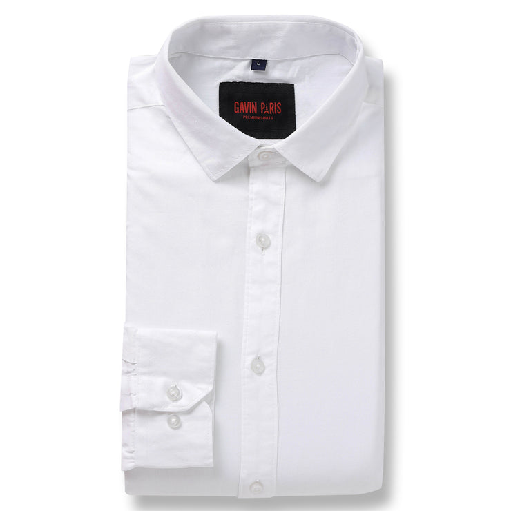 WHITE SOLID COTTON FULL SLEEVE SHIRT (GP076)