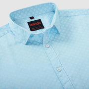 Aqua Blue Minimalist Design Men's Slim Fit Full Sleeve Shirt (GP307)