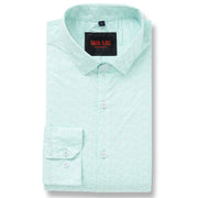 SEA GREEN BEETEL LEAF PRINTED COTTON FULL SHIRT (GP108)