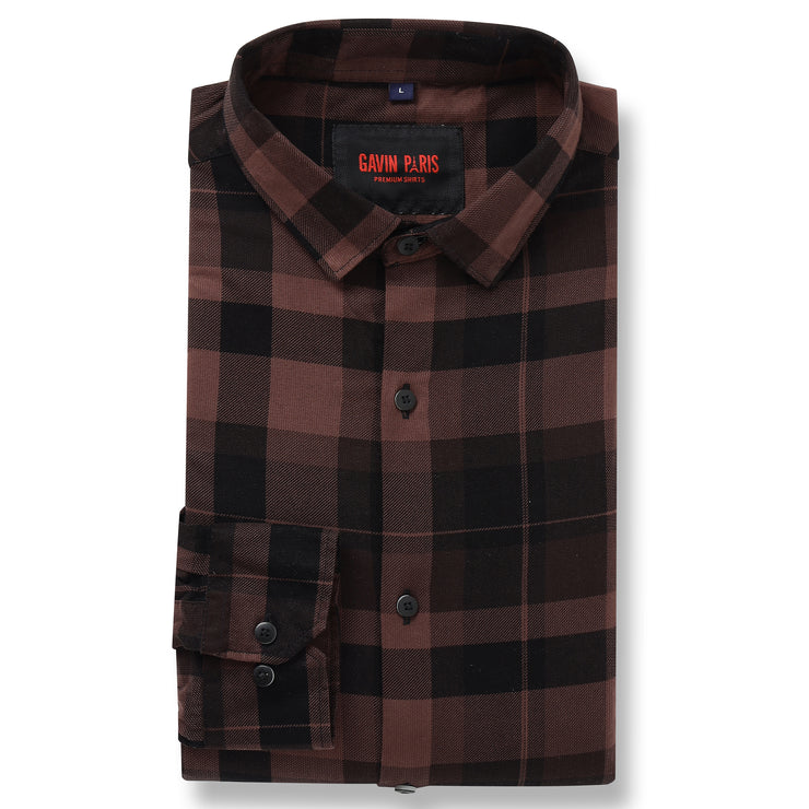 Checkered Slim Fit Full-Sleeve Shirt - Brown & Black (GP001)
