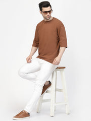 Brown Plain Oversized Drop Shoulder Unisex Tee By Gavin Paris