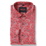 MENS RED FLOWER PRINT FULL SLEEVE SHIRT (GP021)