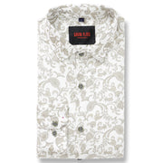 White Paisley Slim Fit Full-Sleeve Shirt (GP087)