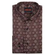 Maroon Hexagonal Pattern Full Sleeve Shirt (GP192)