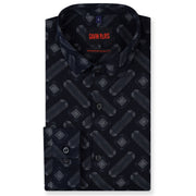 Navy Blue Abstract Pattern Slim Fit Full Sleeve Shirt (GP257)