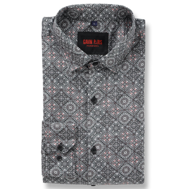 Geometric Pattern Slim Fit Full-Sleeve Shirt (GP103)