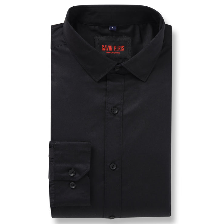Black Solid Full-Sleeve Shirt (GP066)