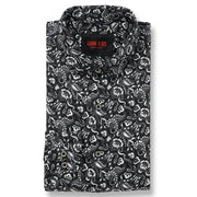 Black with White Floral Pattern Full Sleeve Shirt (GP023)
