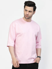 Pink Plain Oversized Drop Shoulder Unisex Tshirt By Gavin Paris