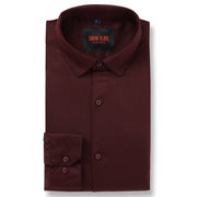 Mens Solid Maroon Fendi Lycra Cotton Full Sleeve Shirt (GP060)