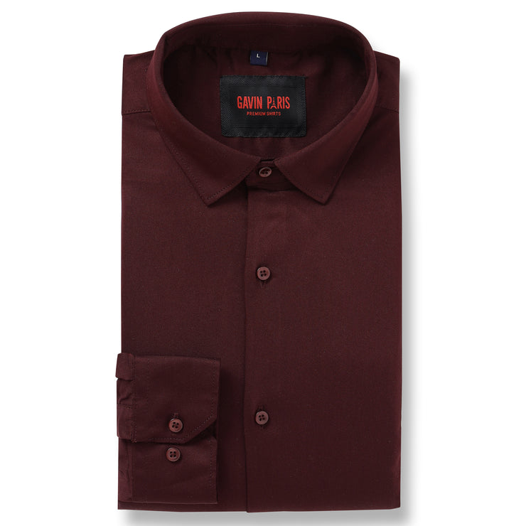Maroon Solid Slim Fit Full Sleeve Shirt (GP060)