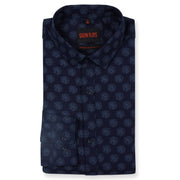 Full Sleeve Slim Fit Shirt - Navy Blue Medallion Print (GP144)