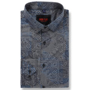 Blue with Paisley and Geometric Pattern Full Sleeve Shirt (GP055)