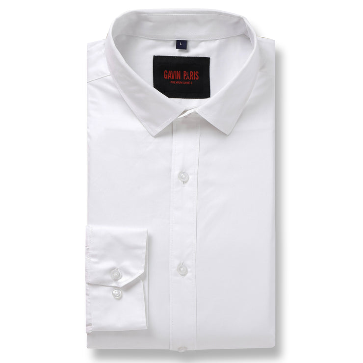 Classic White Solid Full-Sleeve Shirt (GP069)