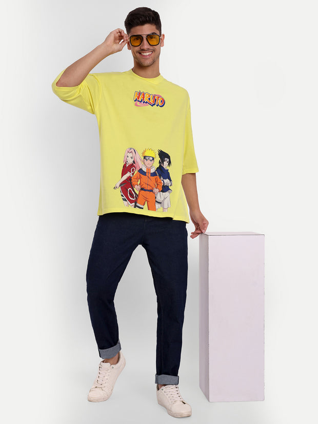 Naruto Lemon Yellow Oversized Drop Shoulder Unisex Tshirt By Gavin Paris