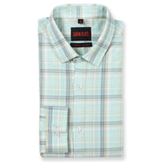 Mint Green and Grey Plaid Slim Fit Full Sleeve Shirt (GP166)
