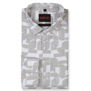 Beige Full Sleeve Shirt with Abstract Geometric Pattern (GP263)