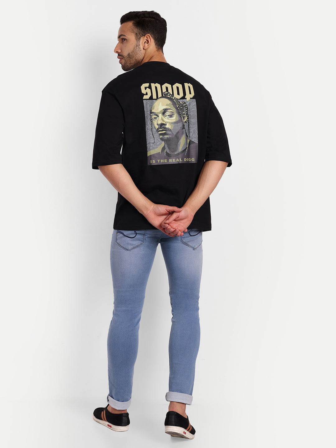 Snoop Black Drop Shoulder Oversized Tee by Gavin Paris