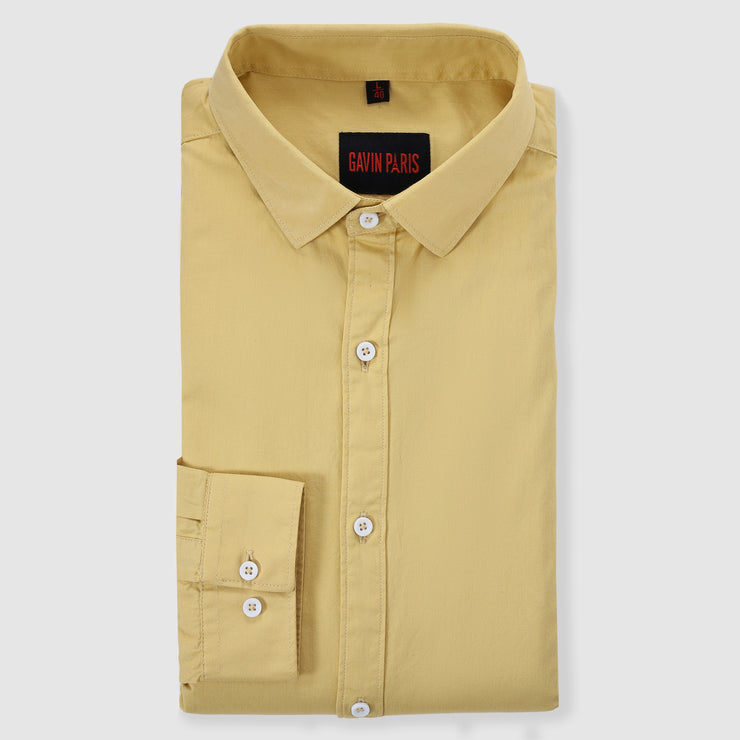 Mustard Yellow Plain Men's Slim Fit Full Sleeve Shirt (GP312)