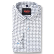 MENS WHITE CIRCLE PRINT FULL SLEEVE SHIRT (GP029)